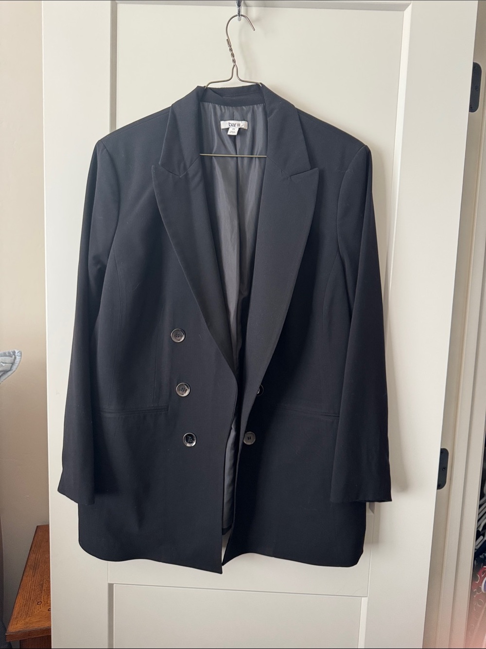 Bar III Black Double-Breasted Blazer with Peak Lapels